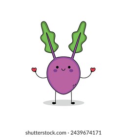 Cute beets cartoon character spreading love doodle