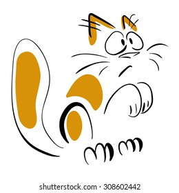 Cute begging cat. Vector illustration.
