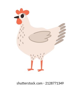 Cute beige Hähnchen einzeln auf weißem Hintergrund. Cartoon, Vektorgrafik. 