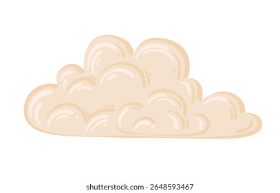 Nuvem bege bonito em forma macia e macia. Desenhado à mão ilustração de vetor de desenhos animados com design redondo simples e atmosfera de luz. Ideal para o ícone do tempo, livro de crianças, design e projeto criativo sonho.