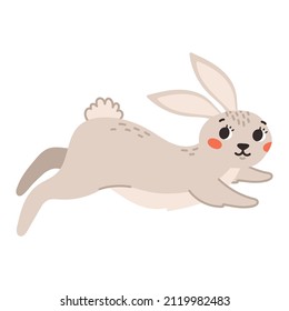 Cute beige rabbit isolated on a white background. Cartoon vector illustration. 