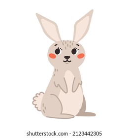Cute beige rabbit isolated on a white background. Cartoon vector illustration. 