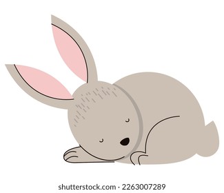 cute beige rabbit sleeping character
