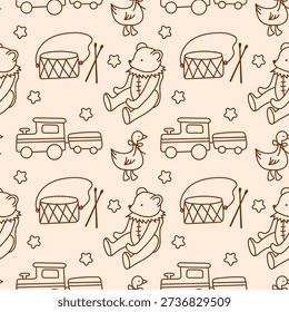 Cute beige Teddy Bear Seamless Pattern