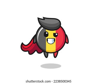 the cute belgium flag badge character as a flying superhero , cute style design for t shirt, sticker, logo element