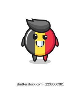 cute belgium flag badge mascot with an optimistic face , cute style design for t shirt, sticker, logo element