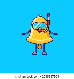 cute bell cartoon character diving