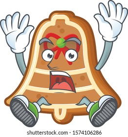 cute bell cookies cartoon character style with shocking gesture