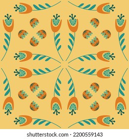 Cute bell flower seamless pattern, campanula wild flower, background vector illustration