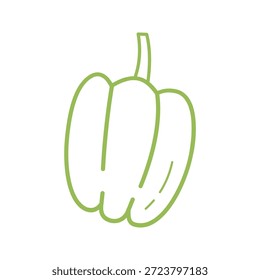 Cute Bell Pepper Hand Drawn Illustration in Minimal Doodle Style
