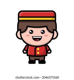 cute bellboy icon illustration vector graphic