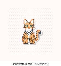 cute bengal cat breeds illustration with sitting pose