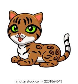 Cute bengal cat cartoon sitting