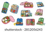 Cute Bento Lunch Box Collection with Healthy Food