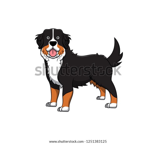 Cute Bernese Mountain Cartoon Dog Vector Stock Vector (Royalty Free ...