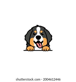 Cute bernese mountain puppy smiling cartoon, vector illustration