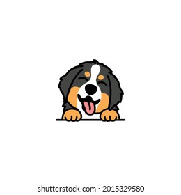 Cute bernese mountain puppy smiling cartoon, vector illustration