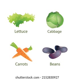 Cute berries, garden set, vector flat icons.