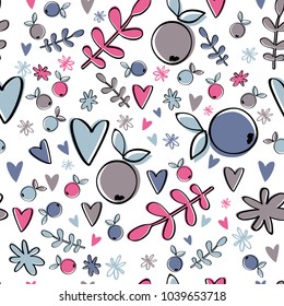 Cute berry pattern. Colorful simple background.