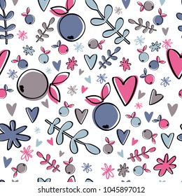 Cute berry pattern. Colorful simple background.