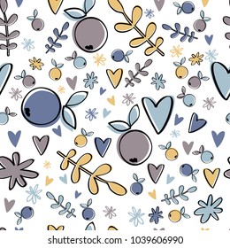 Cute berry seamless pattern. Pastel background for kids design.