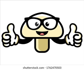 cute bespectacled mushroom mascot character