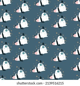 cute bessets dog pattern sleeping. Vector illustration isolated on a blue background