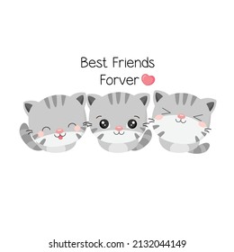Cute best friends cats vector illustration.