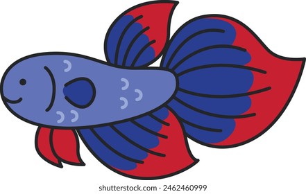 Cute betta fish cartoon vector illustration