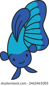 Cute betta fish cartoon vector illustration