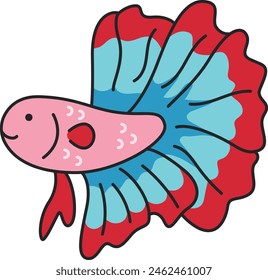 Cute betta fish cartoon vector illustration