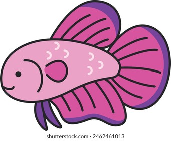 Cute betta fish cartoon vector illustration