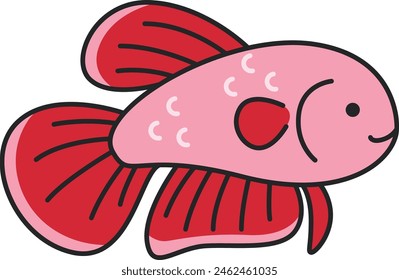 Cute betta fish cartoon vector illustration