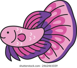 Cute betta fish cartoon vector illustration