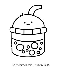 Cute beverage illustration vector graphic of bubble tea Line art perfect for coloring book and design clip art
