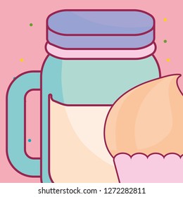 cute beverage jar with cupcake
