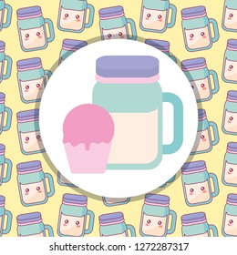 cute beverage jar with cupcake