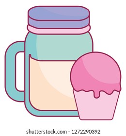 cute beverage jar with cupcake