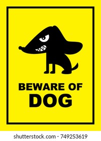 cute beware of dog sign vector