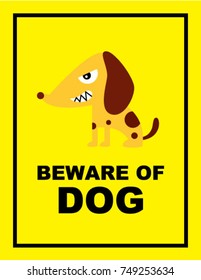 cute beware of dog sign vector