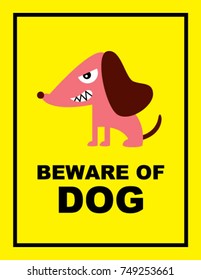 cute beware of dog sign vector