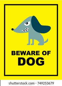 cute beware of dog sign vector