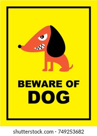 cute beware of dog sign vector