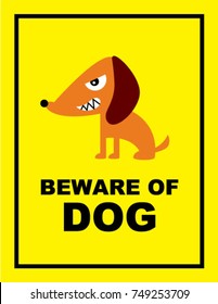 cute beware of dog sign vector