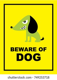 cute beware of dog sign vector
