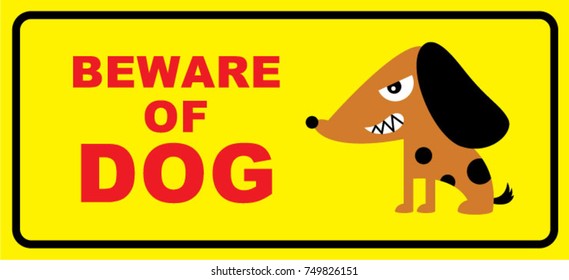 cute beware of dog signage vector