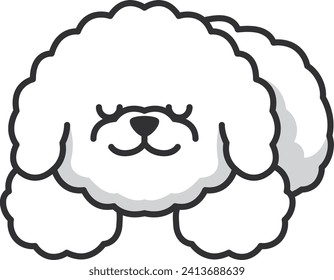 Cute bichon dog doodle vector illustration. Cute cartoon dog.