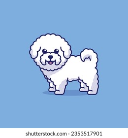 Cute bichon frise simple cartoon vector illustration dog breeds nature concept icon isolated