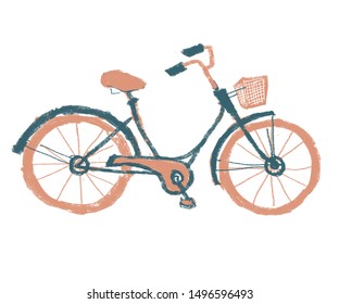 cute bicycle with basket drawing 