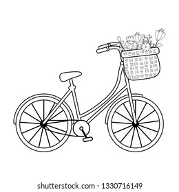 cute bicycle with basket and floral decoration